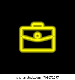 Briefcase yellow glowing neon ui ux icon. Glowing sign logo vector