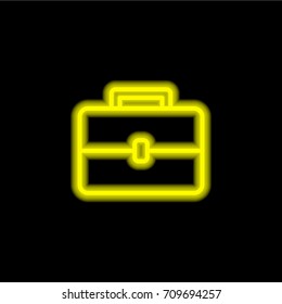 Briefcase yellow glowing neon ui ux icon. Glowing sign logo vector