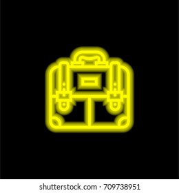 Briefcase yellow glowing neon ui ux icon. Glowing sign logo vector