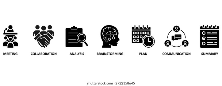 resumo do plano de negócios, colaboração, debate, reunião, comunicação e planejamento. BREVE conceito de ilustração de vetor