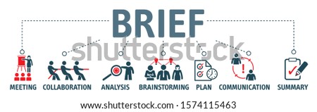 briefing of business plan, collaboration, brainstorming, meeting, communication and planning. BRIEF Vector illustration concept