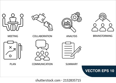 briefing of business plan icons set . briefing of business plan pack symbol vector elements for infographic web