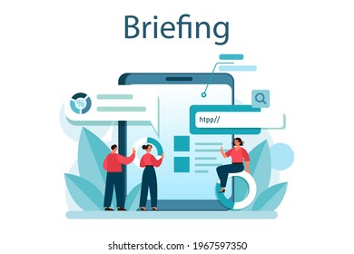 Briefing concept. Business people in front of co-workers with a relevant