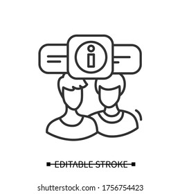 Briefing icon. Persons linear pictogram avatars exchange information. Concept of client communication, internal project information exchange and team work. Editable stroke vector illustration