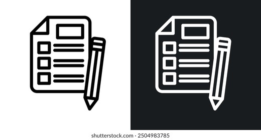 Briefing vector icon set black and white filled and outlined style.