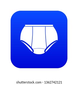 Briefs underpants icon blue vector isolated on white background