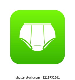 Briefs underpants icon green vector isolated on white background