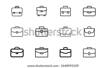 Brifcase mega icon set, briefcase, business, bag, office, work, illustration, design, vector, background, isolated, professional, case, baggage, suitcase, job, document, icon, black, portfolio.