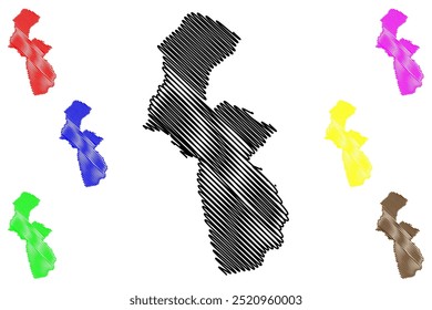 Brig District (Suíça, Confederação Suíça, Cantão de Valais ou Wallis) mapa ilustração vetorial, esboço de rabisco Bezirk Brig mapa