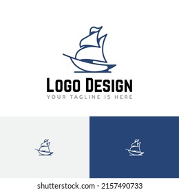 Brig Sailing Ship Sea Ocean Tour Travel Adventure Logo