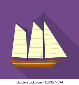 Brig ship icon. Flat illustration of brig ship vector icon for web design