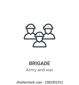 Brigade outline vector icon. Thin line black brigade icon, flat vector simple element illustration from editable army and war concept isolated on white background