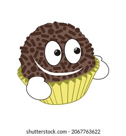 Brigadeiro. Brazilian candy with happy cartoon face. illustrated character to be used as a mascot. eps 10