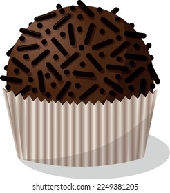 Brigadeiro, ícono de postre típico de bola de chocolate brasileño. Ilustración del vector