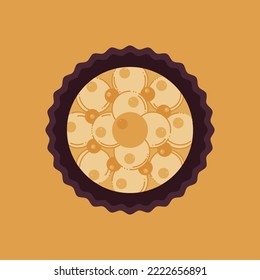 Brigadeiro candy1. Brazilian round candy topped with orange sweet balls. Cartoon vector illustration.
