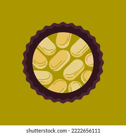 Brigadeiro candy4. Brazilian round sweet with pistachio topping. Cartoon vector illustration.