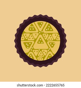 Brigadeiro candy6. Brazilian round candy with pistachio topping and triangular pieces. Cartoon vector illustration.