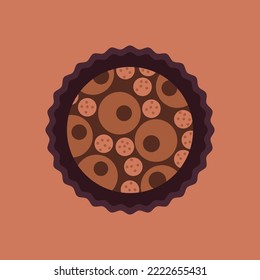 Brigadeiro candy8. Brazilian round candy with chocolate topping and sweet balls. Cartoon vector illustration.