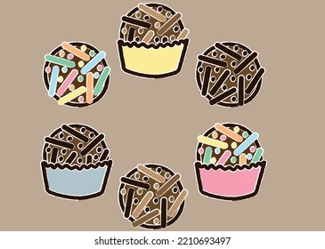 brigadeiro chocolate ball candy dessert sweet vector set icon illustration