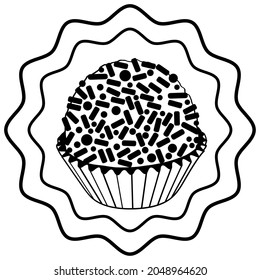 Brigadeiro icon. black and white vector illustration of brazilian sweet. for logo or print. eps10