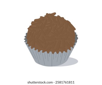 Brigadeiro isolated illustration. Brazilian fudge balls vector. 