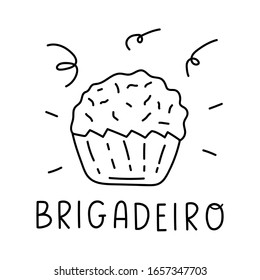 Brigadeiro. Vector outline icon illustration on white background.