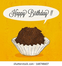 Brigadier Candy - Vector Illustration For Birthday Card Design - Hand Drawn Painterly Style