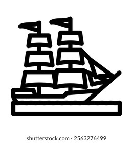 brigantine ancient ship line icon vector. brigantine ancient ship sign. isolated contour symbol black illustration