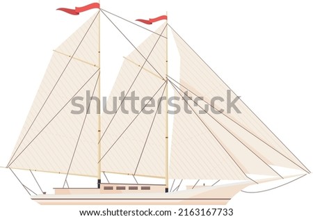 Brigantine icon. Sailing ship. Beatiful marine vessel