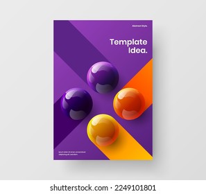 Bright 3D balls corporate brochure illustration. Isolated presentation design vector concept.