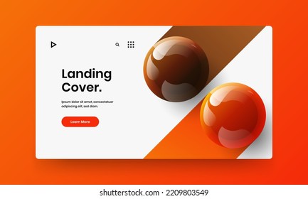 Bright 3D balls cover concept. Trendy corporate brochure design vector illustration.