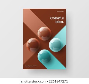Modelo luminoso de volante de bolas 3D. Cubierta única de la revista concepto de vector de diseño A4.