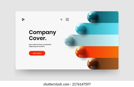 Bright 3D balls leaflet illustration. Amazing horizontal cover design vector layout.