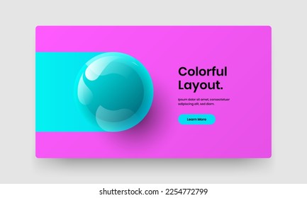 Bright 3D balls placard concept. Modern pamphlet design vector layout.