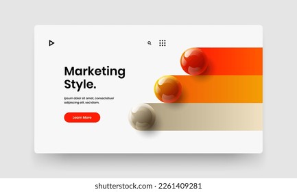 Bright 3D balls postcard layout. Geometric pamphlet design vector illustration.