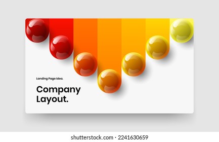 Bright 3D balls site concept. Original front page vector design layout.