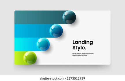 Diseño del sitio web de bolas 3D brillante. Concepto de diseño vectorial de portada de libro geométrico.