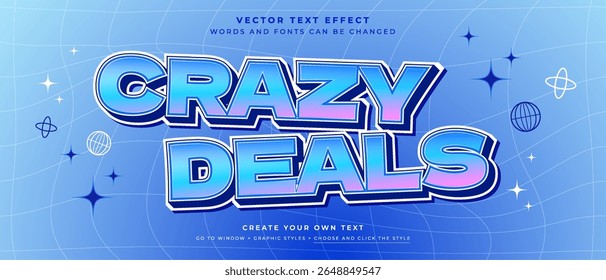 Bright 3D CRAZY DEALS text with stars and grid background