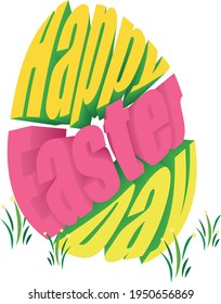 Inscripción 3D brillante Feliz Pascua en diferentes colores.