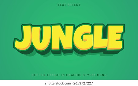 Bright 3d jungle text effect on a vibrant green background