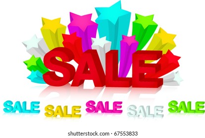 Bright 3D Sale Message Vector