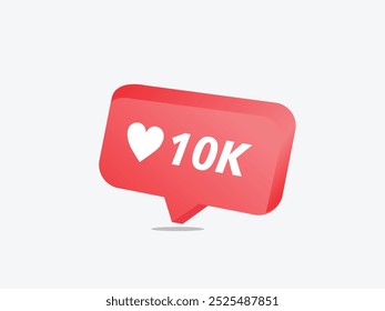Bright 3d social media icons. hearts, followers, comments and likes notification alerts