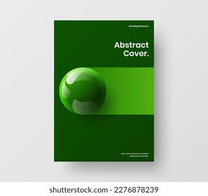 Bright 3D spheres catalog cover illustration. Fresh placard A4 design vector layout.