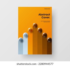 Bright 3D spheres journal cover illustration. Original postcard vector design concept.