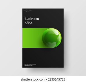 Diseño de folletos de esferas 3D brillante. Informe anual original A4 diseño ilustración vectorial.