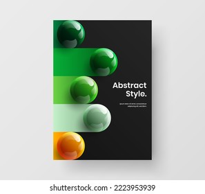 Bright 3D spheres poster template. Modern corporate cover A4 design vector illustration.