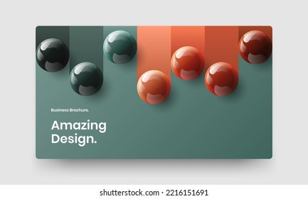 Bright 3D spheres website layout. Unique banner vector design template.