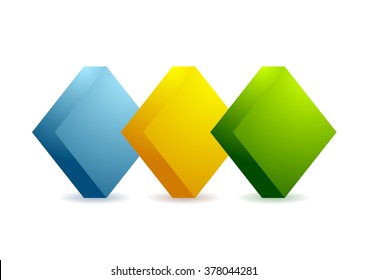 Bright 3d squares on white. Vector illustration template
