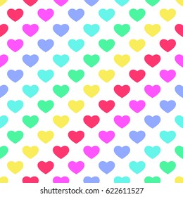 Bright 80s Style Rainbow Hearts Background