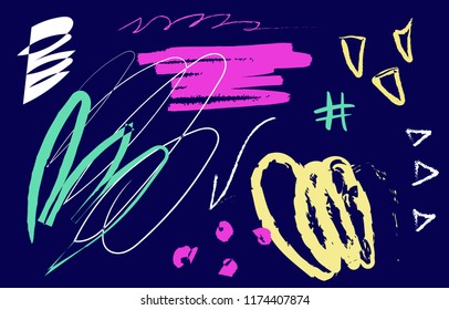 Bright 90s style geometric background. Abstract shapes composition